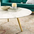 thumbnail image 3 of Modway Lippa 40" Artificial Marble Coffee Table with Tripod Base in Gold/White, 3 of 3