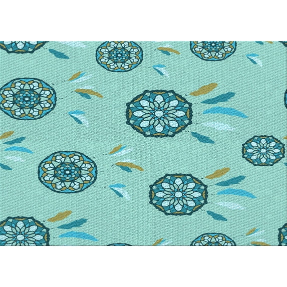 Ahgly Company Indoor Rectangle Patterned Seafoam Green Area Rugs, 2' x 5'