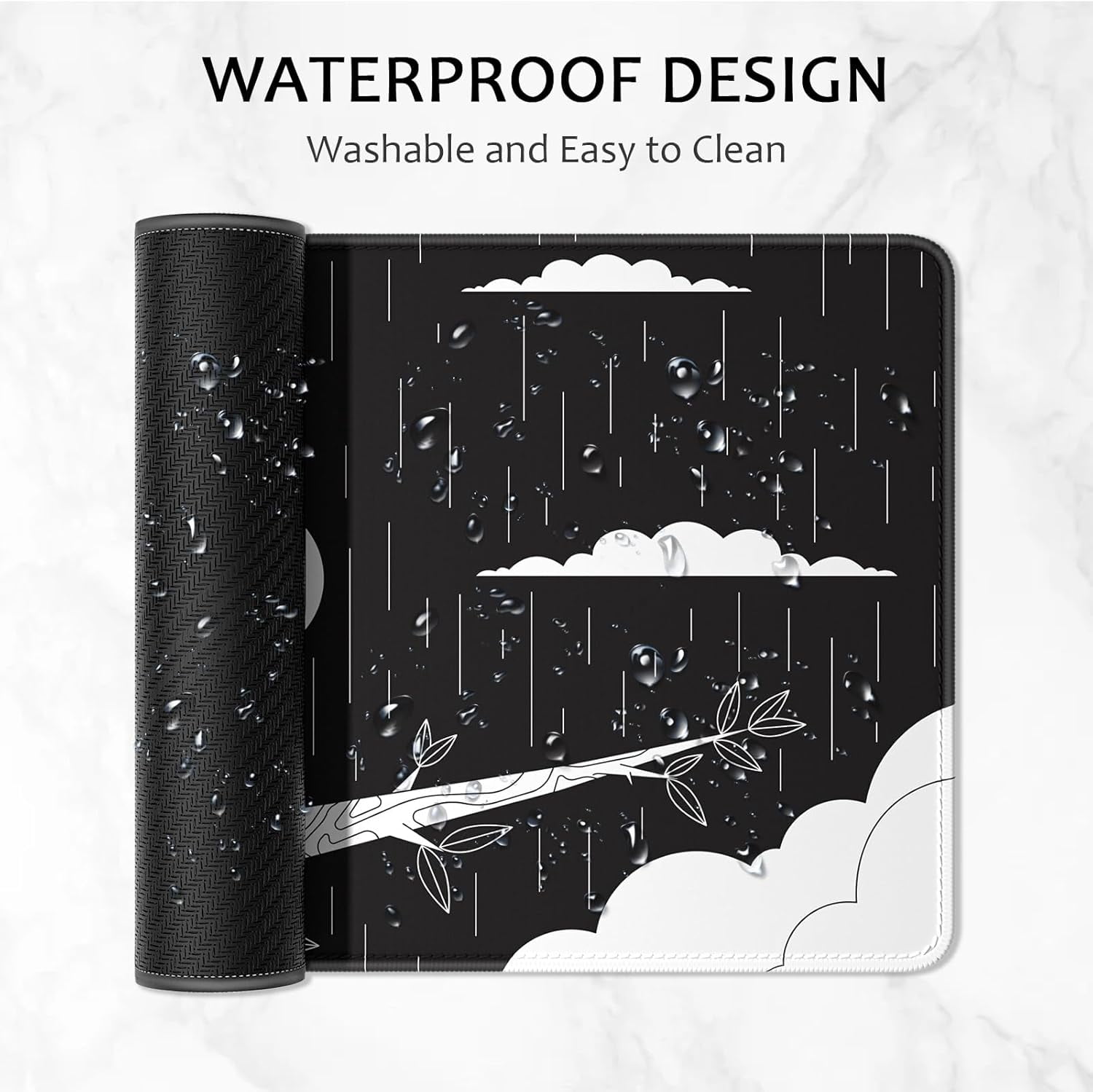Ultra Large Gaming Mousepad, XXL Extended Full Size Desktop Matt for Keyboard, Laptop & Computer, 35.5 x 15.7 in, Gothic Black White Owl