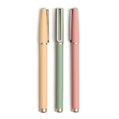 3ct Soft Touch Felt Tip Pens - Rose Gold Accents: 0.7mm Black Ink, Journaling & Cute Pens, Stationery Set