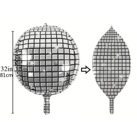 1/3pcs Glamorous Silver Disco Ball Balloons Set - Shiny Metallic Mirror Finish for Retro 70s 80s Dance Parties - Versatile Decor