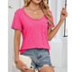 thumbnail image 4 of Top de Manga Corta de Cuello en V de Color Sólido de las Mujeres con Bolsillo, Blusa Casual de Poliéster Ligero, 4 of 8