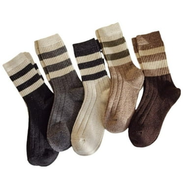 BH-JJSMGS Multi-Colored Cute Striped Warm Winter Socks For Women, Size 5-8, Pack of 5