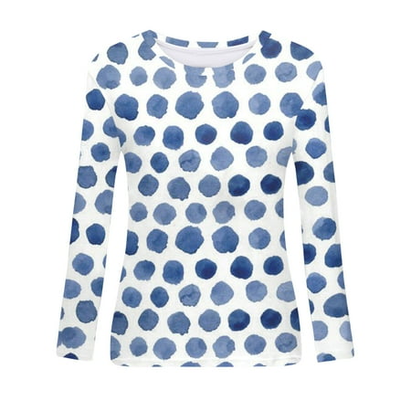 

Quealent Bustier Tops For Women Women’s Long Sleeve T Shirt Color Block Pullover Crew Neck Loose Comfy Casual Tops Navy XXL