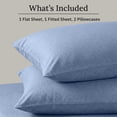 thumbnail image 4 of California Design Den Flannel King Size Sheets Set - Triple-Brushed 100% Cotton, Deep Pockets, Made in Portugal - Heather Blue, 4 of 8