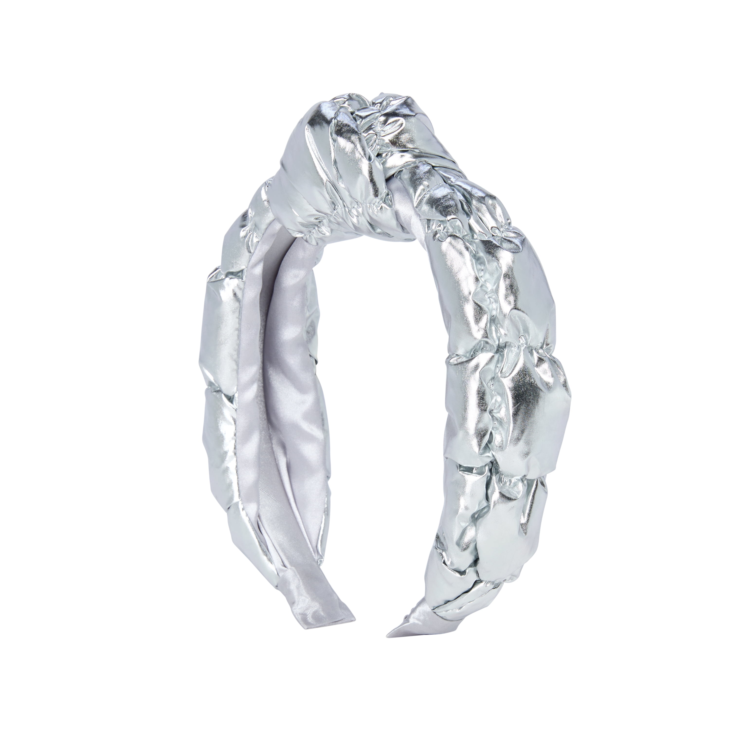 Goody Luxe Puffer Ouchless Headband, Comfortable, No-Snag, 1 Count, Silver Metallic