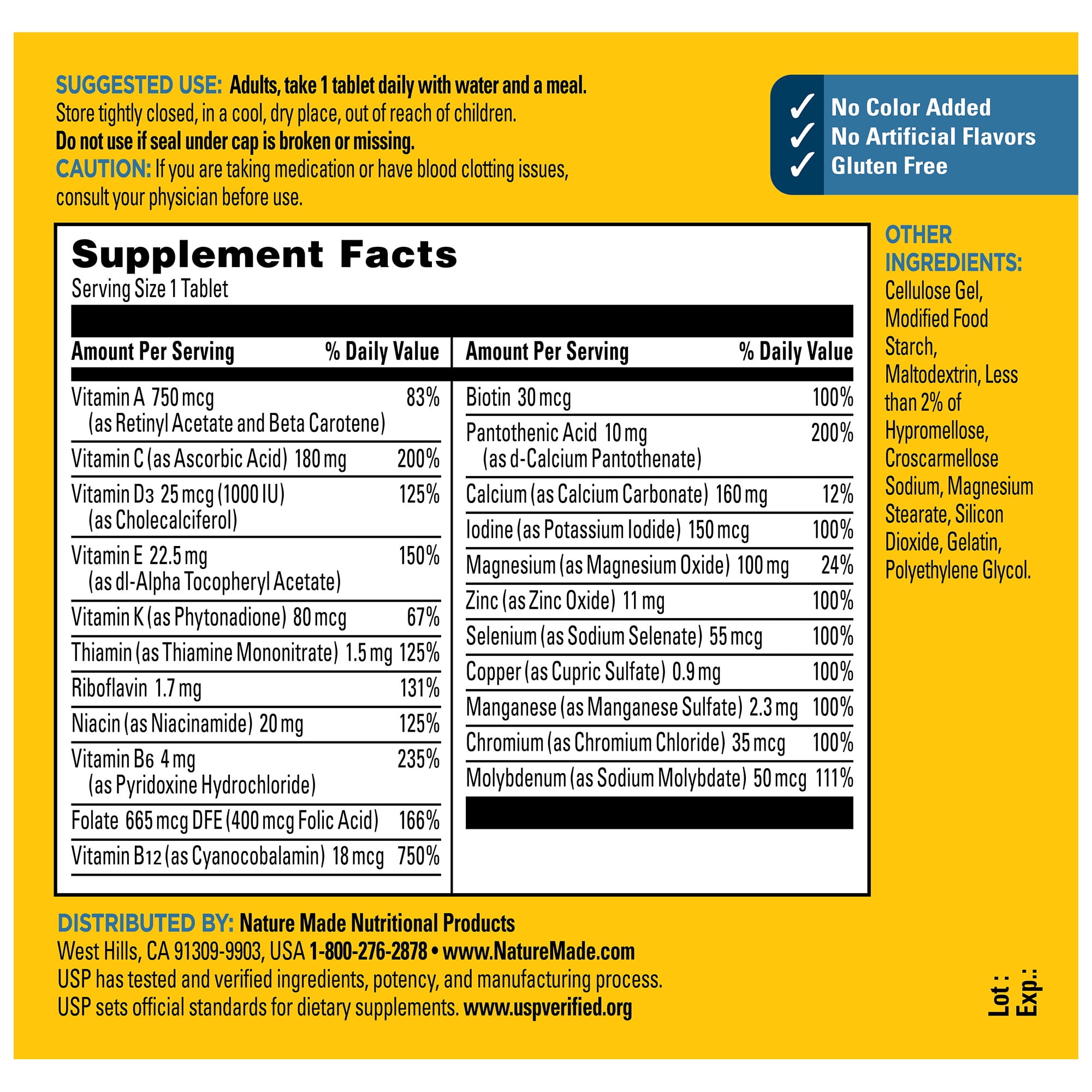 Nature Made Multivitamin For Men with No Iron Tablets, Mens Multivitamin, 200 Count
