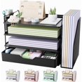 thumbnail image 1 of Organizador de escritorio Kitsure de 4 niveles con cajón y soporte para bolígrafos, negro, 1 of 7