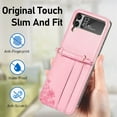 thumbnail image 3 of Wallet Case for Samsung Galaxy Z Flip 3 Card Holder, Embossed PU Leather Cover Removable Adjustable Shoulder Neck Strap Lanyard Phone Case for Samsung Galaxy Z Flip 3 Crossbody Rose Gold, 3 of 16