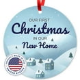 thumbnail image 7 of Soul Décor Christmas Tree Ornaments Decorations, Our First Christmas in Our New Home Ornament, Large 3.75" Round Metal Ornament, Velvet Pouch Included, 7 of 7