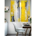 thumbnail image 4 of Yellow Gray Brush Sheer Curtains 63 Inches Long 2 Panels Abstract Retro Light Filtering Semi Sheer Window Curtains Drapes for Bedroom Living Room 52"x63", 4 of 7