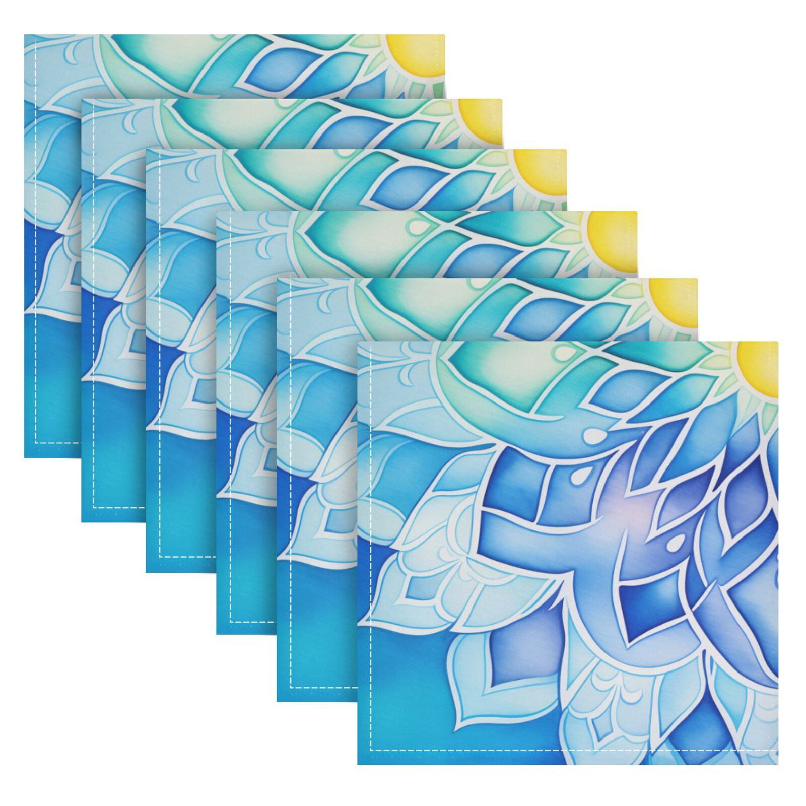 JSTEL Rainbow Mandala Colorful Cloth Napkins Set of 6, 20x20 Inch Washable and Reusable Napkin for Decoupage Dinner Party Everyday Use
