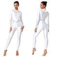 thumbnail image 5 of Hansber Women's Rhinestone Long Sleeve Gymnastics Leotard Ballet Dance Unitard Full Bodysuit Figure Ice Skating Jumpsuit White XXL, 5 of 5