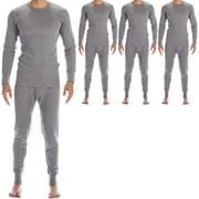 SOCKS'NBULK 3 Pack of 2pc Thermal Sets for Men, Base Layer Long Johns Underwear, Top & Bottom, Cotton, Solid Colors (X-Large, Charcoal Gray)