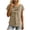 Khaki, variant on Women's Short Sleeve Cotton Linen Blouses Fashion Asymmetric Neck Bow Tie Tops Summer Loose Fit Lightweight Vacation Shirts Sky Blue S