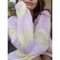 thumbnail image 3 of Gupgi Women Striped Sweaters Long Sleeve Loose Knit Pullover Preppy Jumper Tops for Fall Winter, 3 of 6