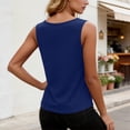 thumbnail image 4 of HomeDM Women's Sleeveless Tank Tops Square Neck Loose Fit Summer T-Shirts Solid Color Trendy Pleated Tops Navy Size S, 4 of 7