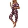 thumbnail image 3 of MINTREUS Women's Pajama Sets Short Sleeve Shirt and Capri Soft Pajama Sets with Pockets S-4XL, 3 of 6
