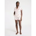 thumbnail image 3 of Joyspun Women’s Dreamy Soft Collection Notch Collar Knit Top and Boxer Shorts Pajama Set, Sizes XS-3X, 3 of 5