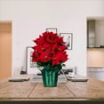 thumbnail image 4 of Sympathy Silks 2-Pack of Artificial Red Poinsettia Weighted Pots 20" Tall, 4 of 7