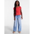thumbnail image 2 of Wonder Nation Girls' Bow Front Peasant Top with Short Puff Sleeves, Sizes 4-18 & Plus, 2 of 6