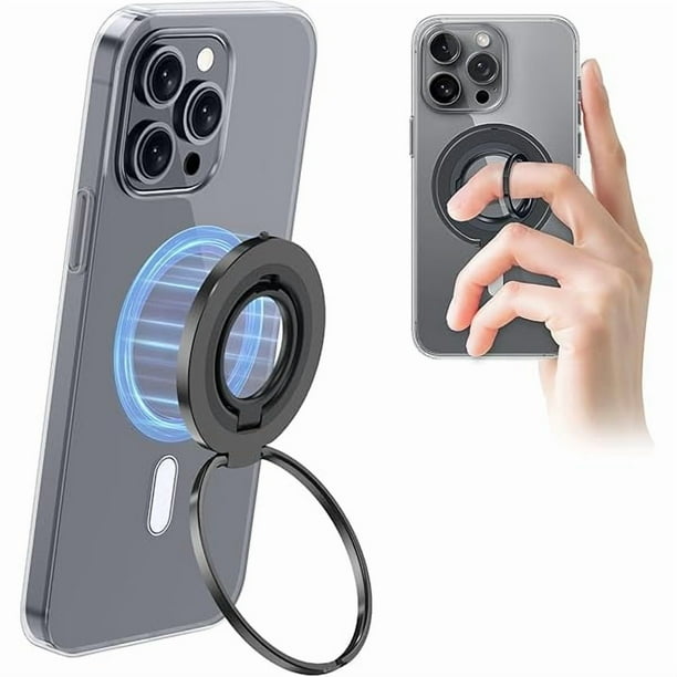 wonima11 MagOne Ultra (Ring Edition) Phone Grip Stand with Replaceable Metal Finger Ring, Removable Magnetic Ring Holder Kickstand Loop, Double-Sided Magnetic Accessories for Phone-Black