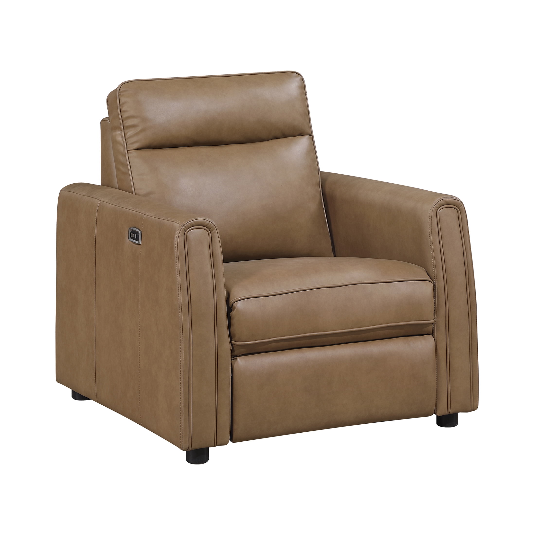 OakvillePark Ardena Faux Leather Power Reclining Chair with Rounded Track Arms, Zero Wall Recliner, Brown