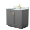 thumbnail image 7 of Wyndham Collection Miranda 36" Carrara&Wood Single Bathroom Vanity in White/Gold, 7 of 7