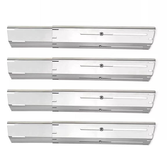 Universal Replacement Heavy Duty Adjustable Porcelain Steel Heat Plate Shield, Heat Tent, Flavorizer Bar, Burner Cover, Flame Tamer for Gas Grill, Extends from 11.75" up to 21" L, 4 Pack