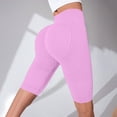 thumbnail image 4 of Women's Seamless High Waisted Yoga Biker Shorts, Butt Lifting Compression Athletic Shorts, Solid Color Workout Shorts for Gym, Running & Casual Wear(Purple Pink,L), 4 of 6