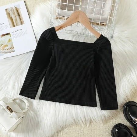 

nsendm Toddler Kids Baby Girls Long Sleeve Ribbed T Shirt Tops PU Leather Shorts Pants 2PCS Outfits Clothes Baby Girl Blanket Childrenscostume Black 2-3 Years
