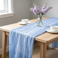 thumbnail image 4 of chaungfeng Sky Blue Cheesecloth Table Runner,35 x 71 inch Gauze Table Runners,Semi Sheer Cheese Cloth Fabric Table Runner for Wedding,Party,Bridal Shower Decoration, 4 of 6