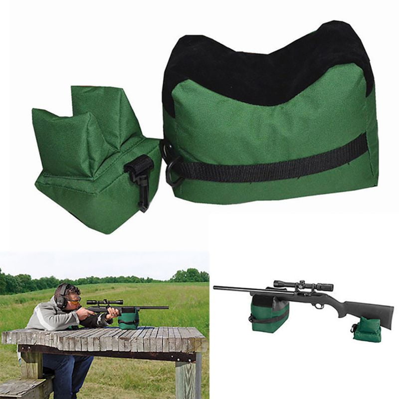 Rifle Gun Shooting Bench Rest Pouch Front Rear Sand Bag Set W/ Buckle Unfilled 