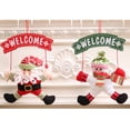 thumbnail image 4 of Billuyoard Cartel de bienvenida de Navidad, colgante de placa de puerta de muñeco de nieve de Papá Noel, diseño de escena, decoración colgante de Kits de decoración para fiestas Papá Noel Billuyoard HA070401-01, 4 of 6