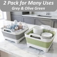 thumbnail image 2 of 2 Pack, Collapsible Wash Basin with Drain Plug, 2.5 Gal Portable Sink for Baby Bottles, Dishes & Camping, Foldable Dish Tub, Collapsible Dish Basin Pan for Kitchen, RV & Travel - Gray & Olive Green, 2 of 6