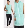 thumbnail image 5 of Unique Bargains Men's Sleeveless Hoodie Zipper Drawstring Hooded Sweatshirt Vest L Mint, 5 of 6