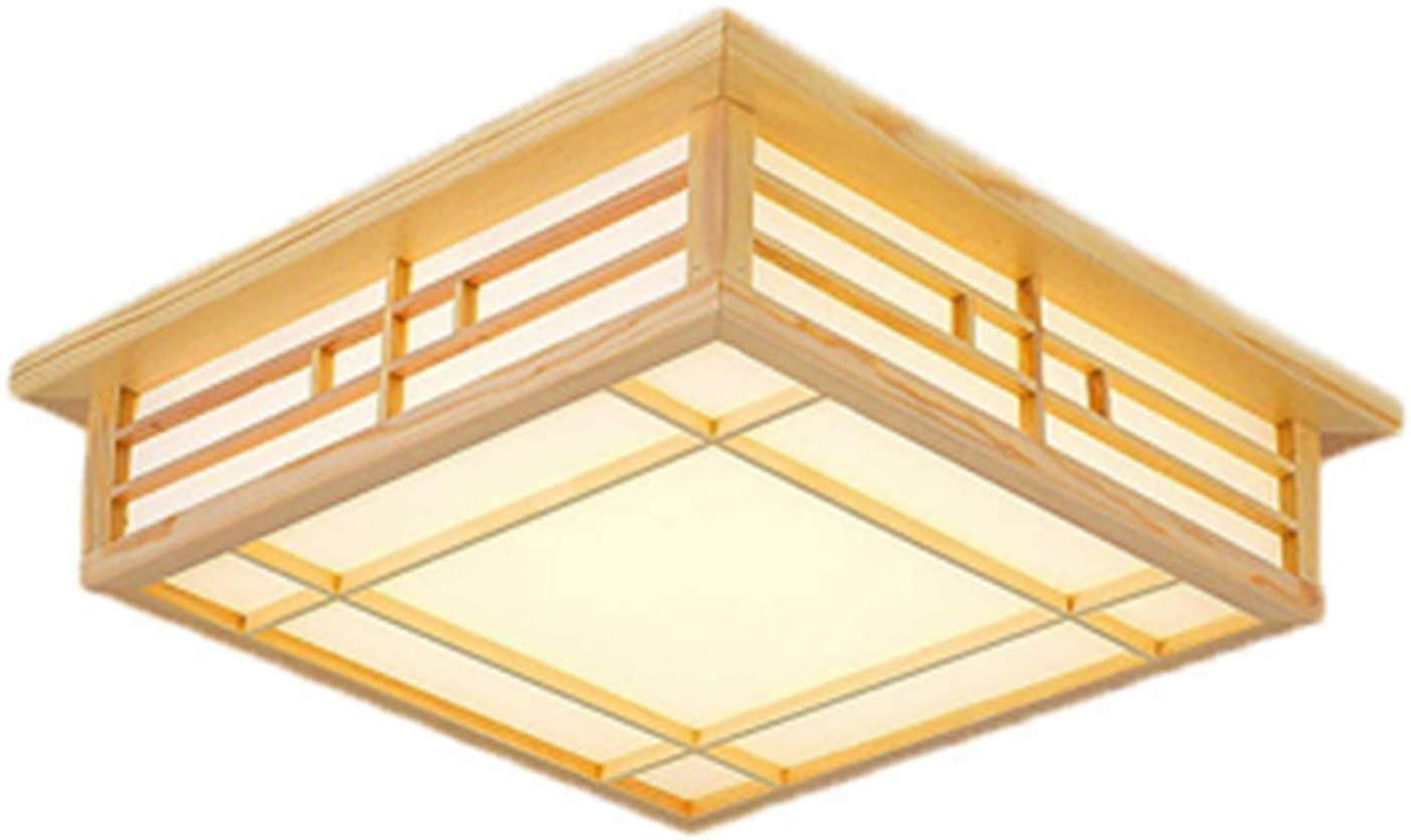 Miumaeov Ceiling Light Japanese Style Simple Modern LED Close to Ceiling Light Fixture Wooden Lampshade Stepless Dimming 110V (45*45*12cm)