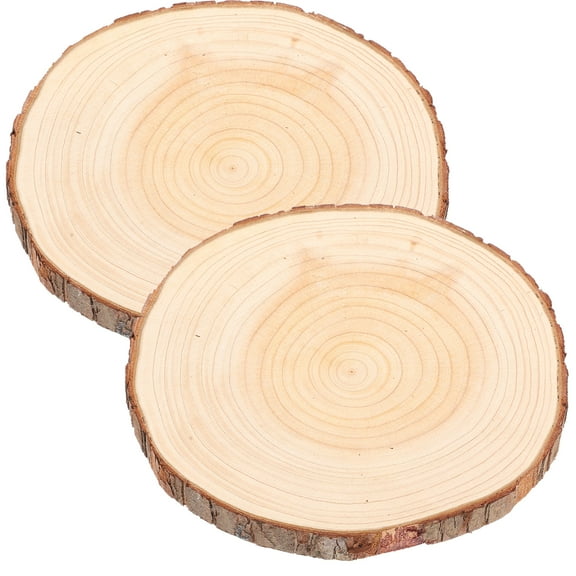 ifundom Light Brown Wood Slice Planter Holder Set of 2 for Home and Office Decor, Wood Plant Pot Stand