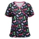 thumbnail image 1 of ICHUANYI Clearance Women Short Sleeve V-neck Tops Working Uniform Print Blouse(Black, XXL) ICHUANYI WER2023081000921, 1 of 3