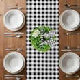 thumbnail image 5 of Welcome Bow Knot Wreath Table Runner - 120 Inch Long, Kitchen Dining Table Runner Dresser Scarves, Summer Flowers Black Gray Plaid Farmhouse Decor for Coffee Tables Wedding Party Banquet, 5 of 7