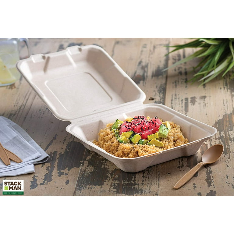 Compostable Biodegradable Take Out Food Containers with Clamshell Hing –  EcoQuality Store