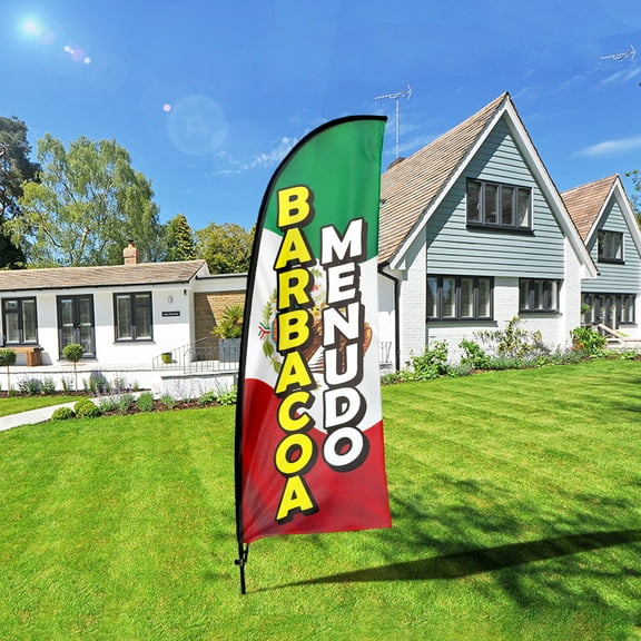 QSUM Barbacoa Menudo Feather Flag Kit,7FT  Mexican Cuisine Advertising Banner, Mexican Restaurant Business Signs