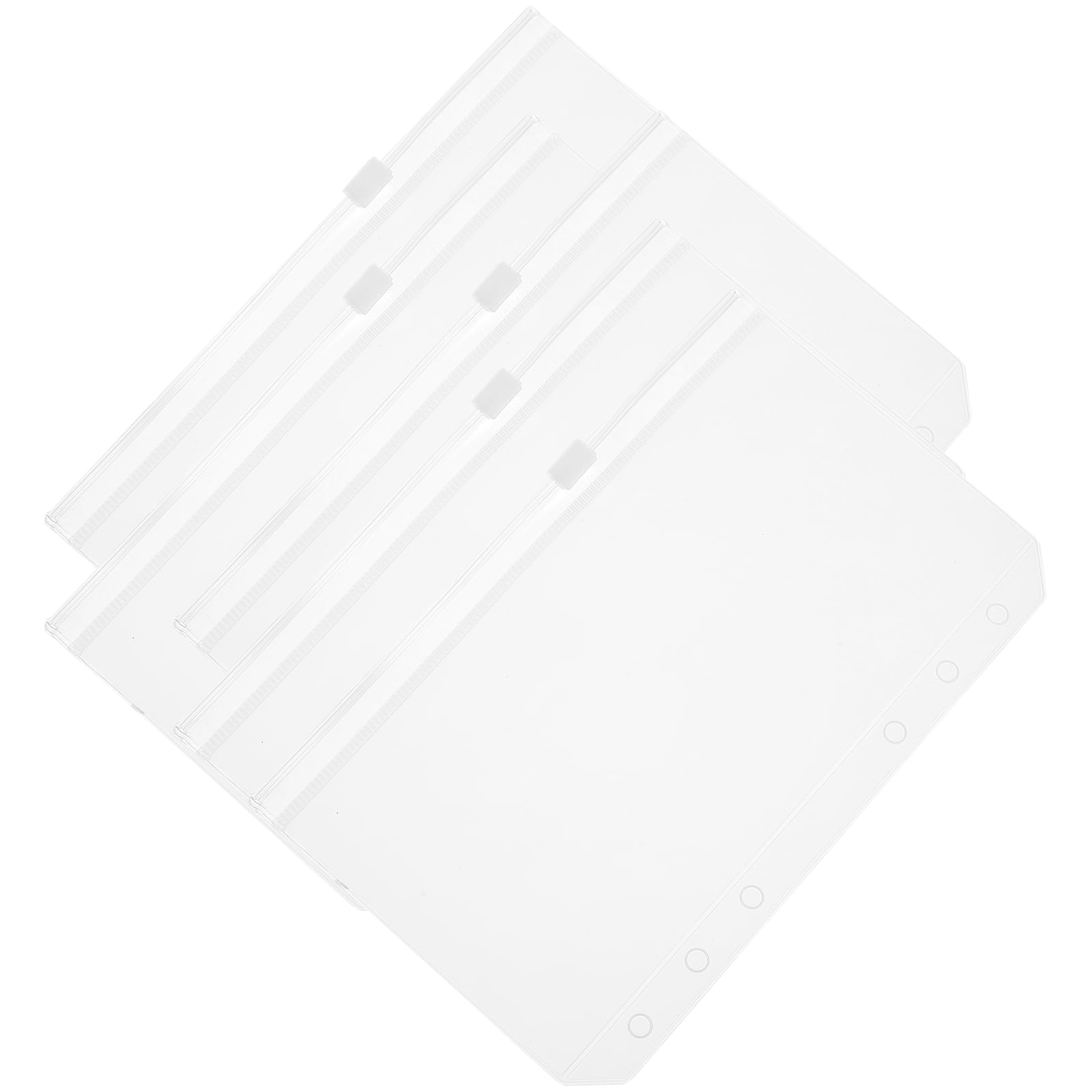 5 Pack Folder Storage Bag Boxes Binders Clear Zipper Insert Zippers A5