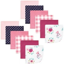 Hudson Baby Infant Girl Flannel Cotton Washcloths, Butterfly Floral 12 Pack, One Size