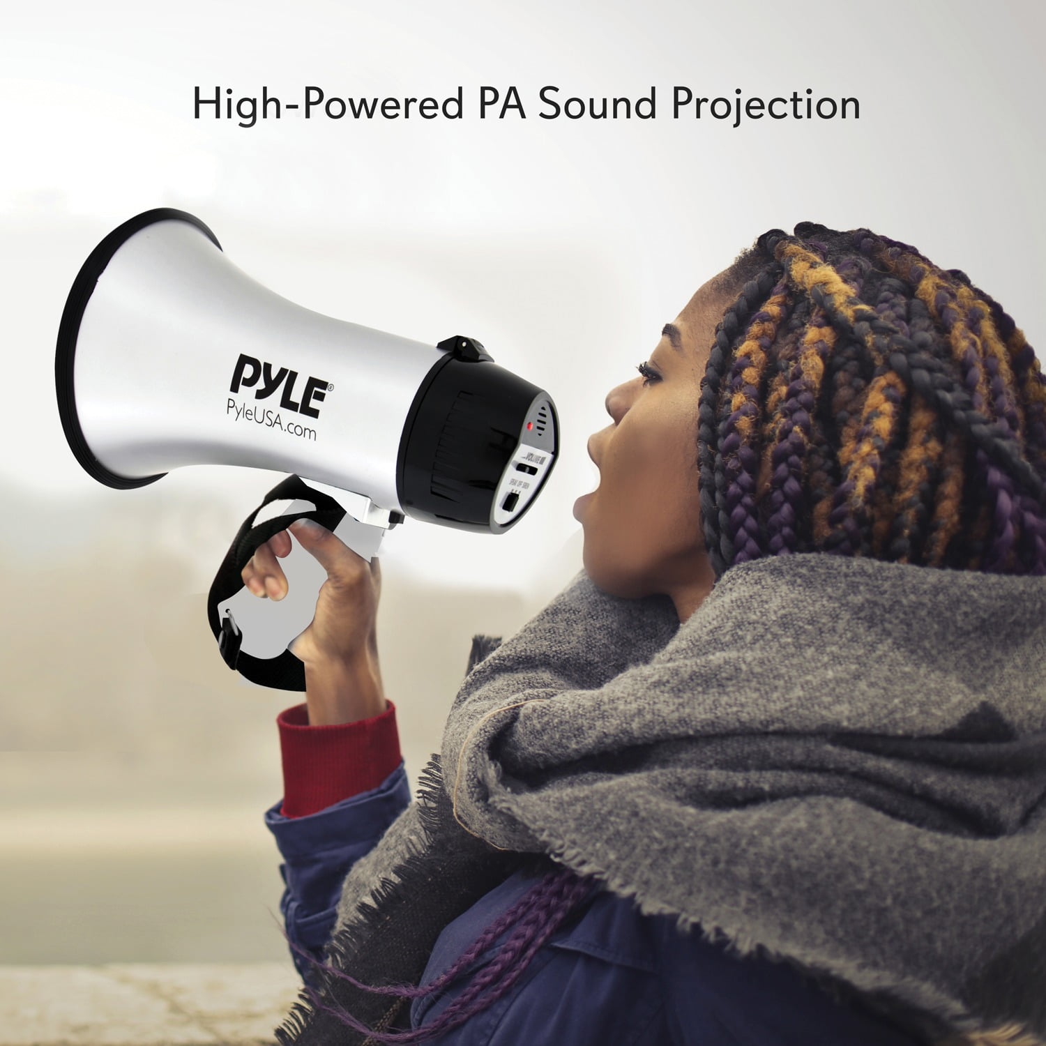 Pyle PMP23SL Portable Megaphone Speaker Siren Bullhorn 20 Watt Silver for sale online 