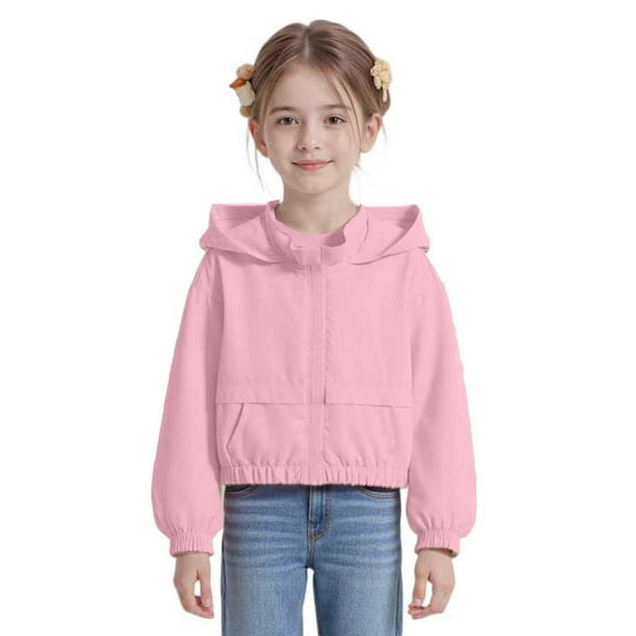 WhimsyBaby Children's Lightweight Hooded Long-Sleeved Plain-Coloured Versatile Sports-Style Jacket (2-14 Years)