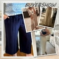 thumbnail image 3 of SWQZVT Womens Linen Pants Casual Loose High Waist Wide Leg Cropped Palazzo Beach Pants for Womens Clothes Summer Trendy Pants with Pocket Drawstring Trousers Adjustable Waisted Slacks, 3 of 10