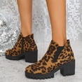 thumbnail image 5 of Chenyee Suede Ankle Boots for Women Fashion Leopard Print Block High Heel Slip On Short Booties, 5 of 8