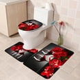 thumbnail image 4 of Ensemble de Rideau de Douche et Tapis à Motif de Fleurs de Roses Rouges et Verre à Vin, Ensemble de Salle de Bain, Rideau de Douche Imperméable, Tapis de Toilette, 4 of 6