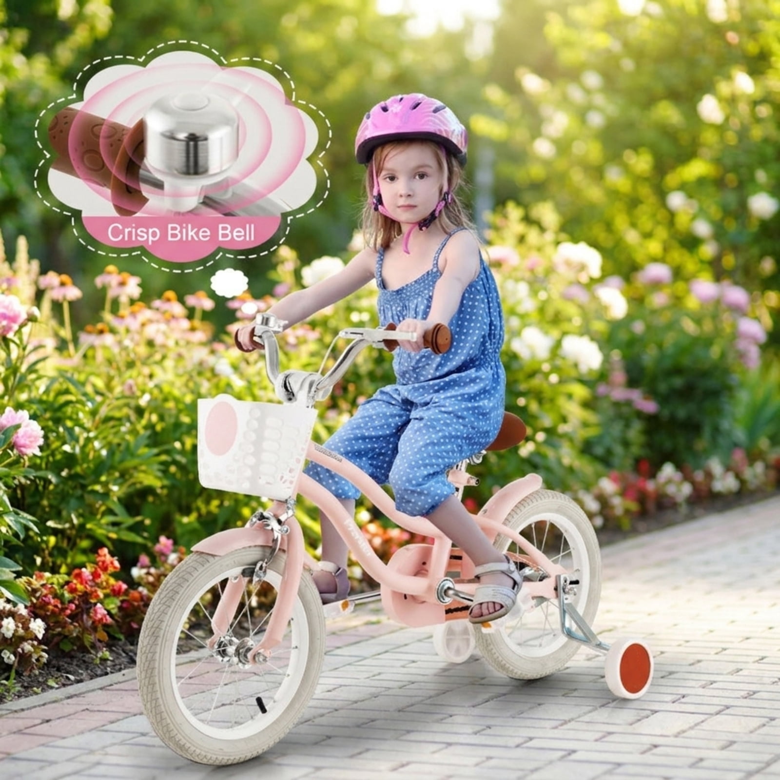 Redsmile Kids Bike 12 Inch with Training Wheels for Boys Girls Ages 3-4 Years, Toddler Bicycle with Adjustable Seat and Carbon Steel Frame, 99 lb Capacity Beginner Bike, Pink